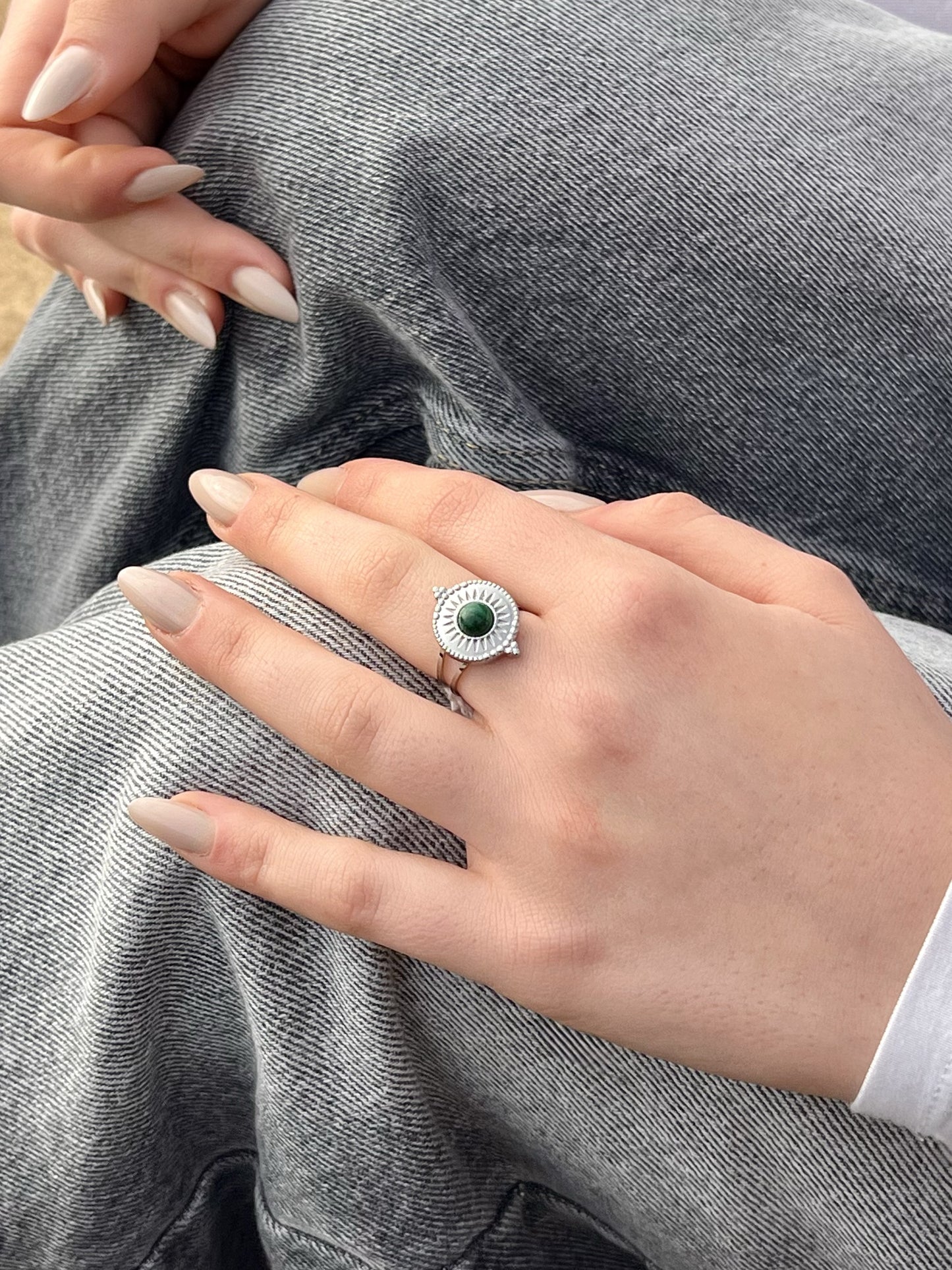 ZÉLIE Bague Malachite Argent