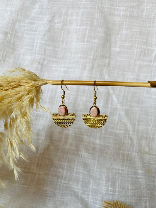 LISA Boucles d'oreille Rhodochrosite - Trésors de Cailloux